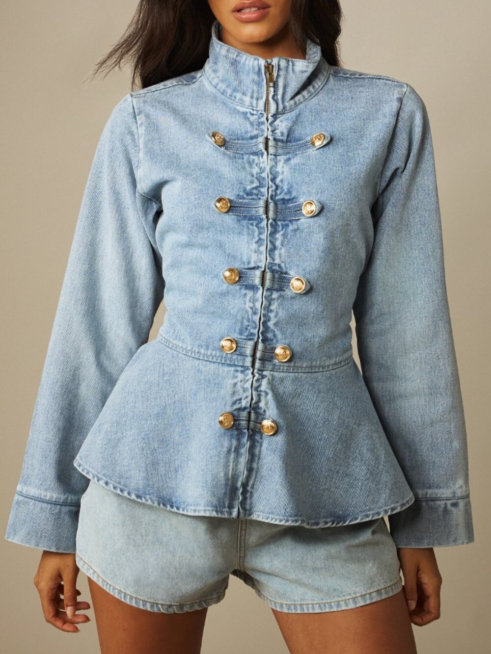 Medium Wash Elegant Women's Denim Jacket